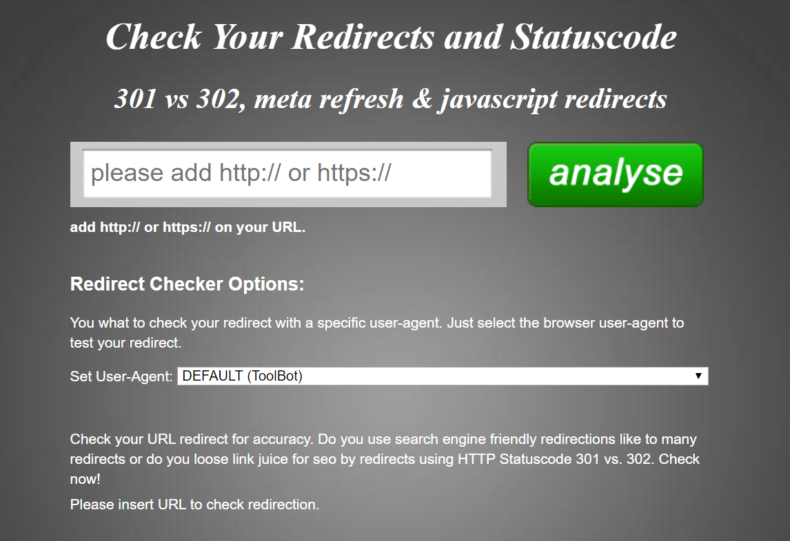 Сервис Redirect Checker