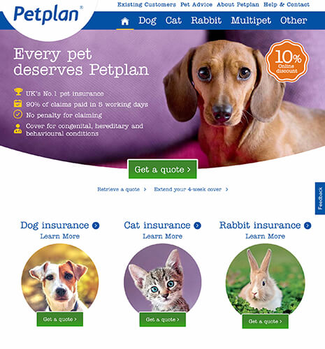 Petplan Click-Through Landing Page