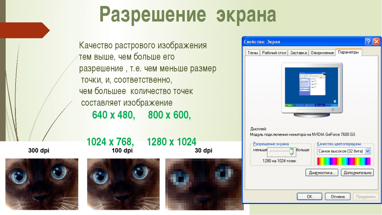 Разрешение растрового изображения определяется по формуле