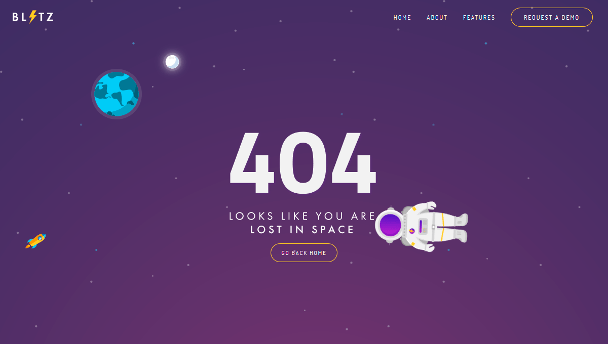 Demo image: 404 Page - Lost In Space
