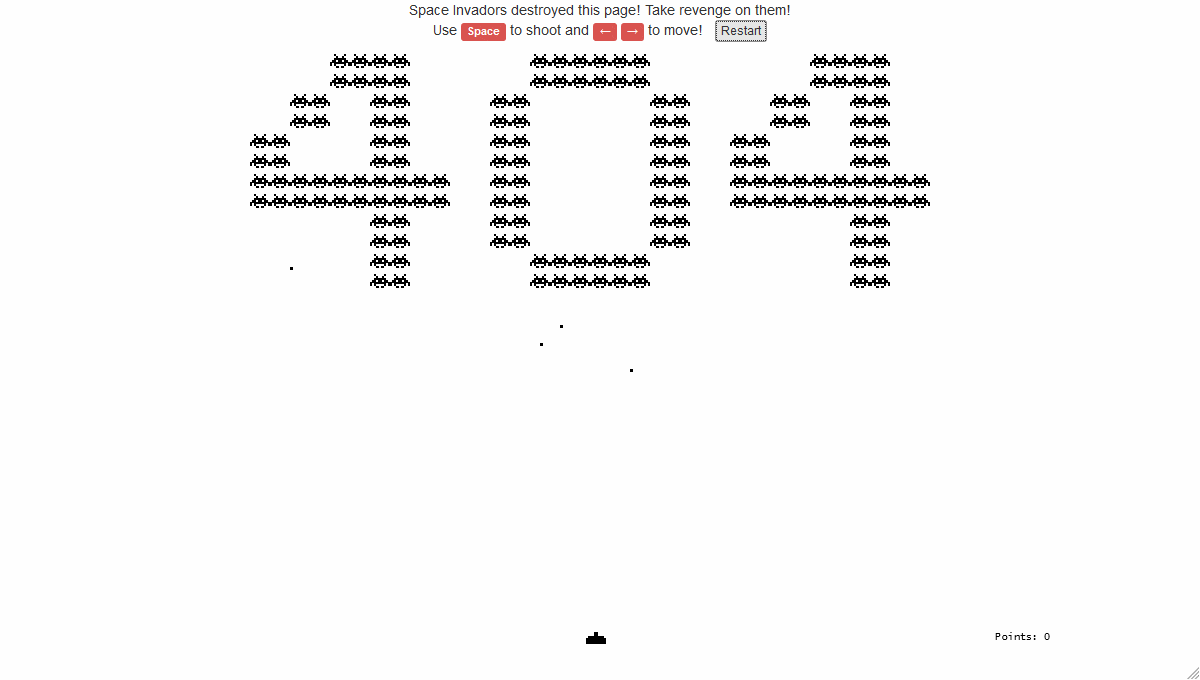 Space Invaders Game (404) - GIF Demo