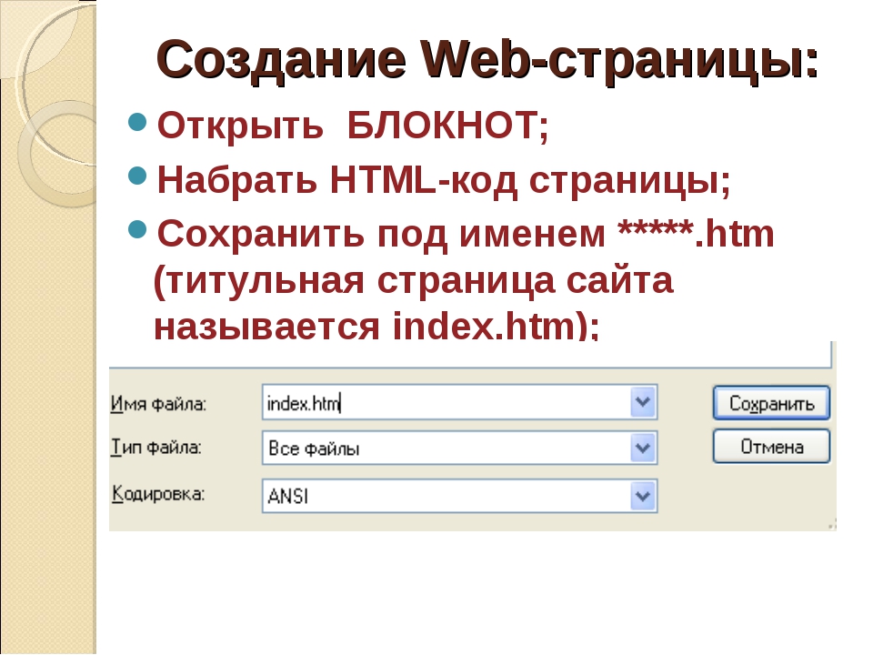 Создание сайтов с помощью html презентация