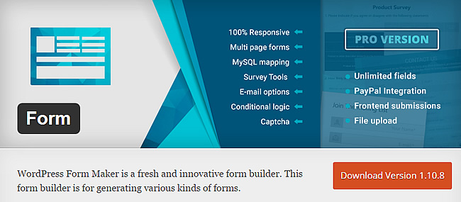 WordPress Form Maker – бесплатный плагин для построения адаптивных форм любой сложности