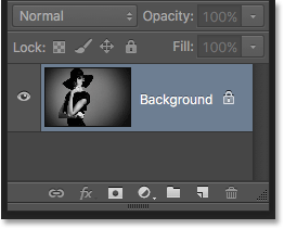 The Layers panel after reverting the image to its original state. Image © 2016 Photoshop Essentials.com