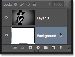 The Background layer color has been changed from black to white. Image © 2016 Photoshop Essentials.com