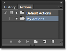 The Actions panel showing the new set. Image © 2016 Photoshop Essentials.com