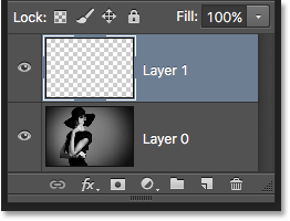 The Layers panel showing the new blank layer. Image © 2016 Photoshop Essentials.com