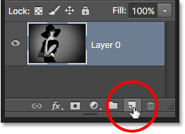 Clicking the New Layer icon in the Layers panel. Image © 2016 Photoshop Essentials.com