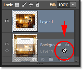 Trying to drag Layer 1 below the Background layer in the Layers panel. 