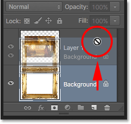 Trying to drag the Background layer above Layer 1 in the Layers panel. 