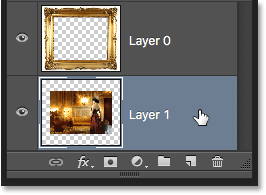 Selecting Layer 1 in the Layers panel. Image © 2016 Photoshop Essentials.com