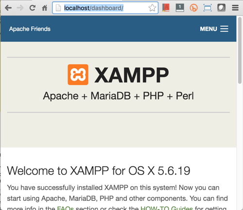 XAMPP Start Page for OSX