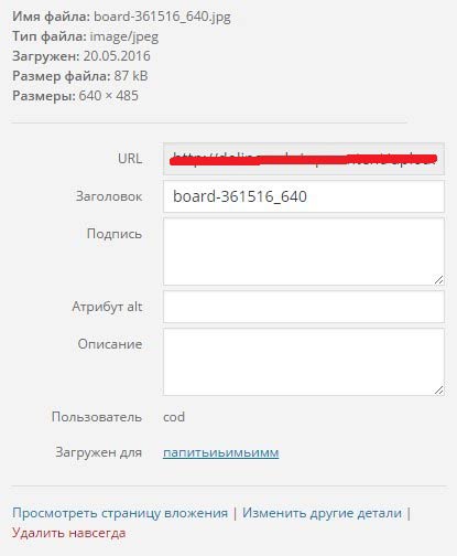 Админ панель WordPress