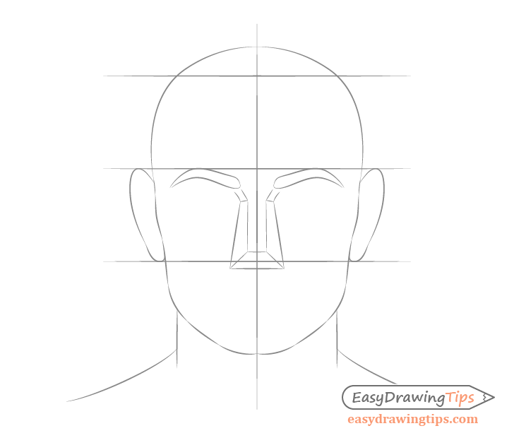 Male face drawing ear placement