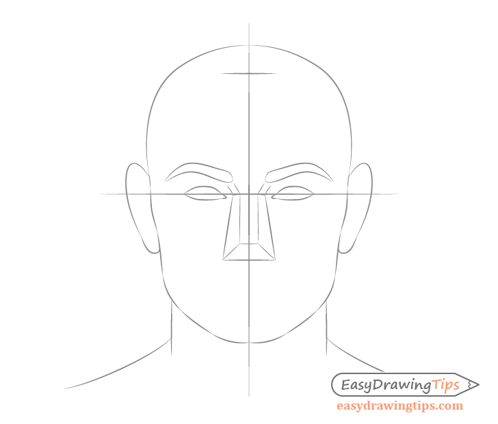 Male face drawing eye placement
