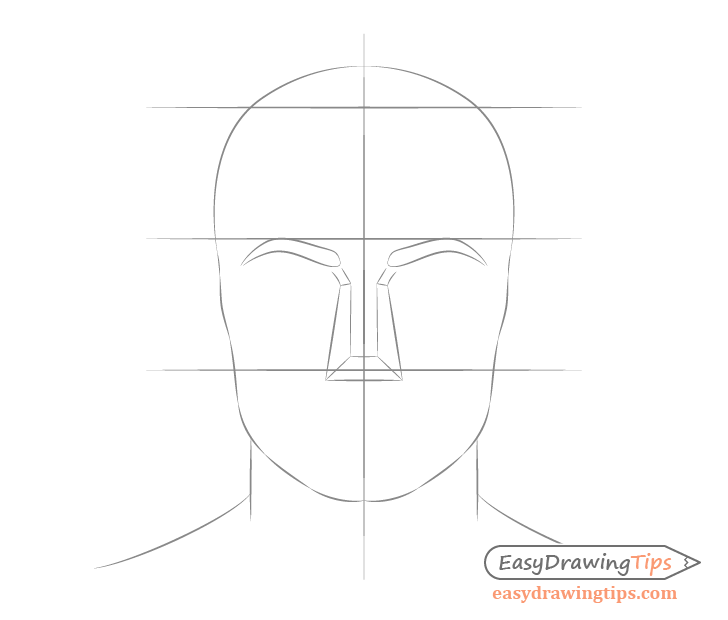 Male face drawing nose placement